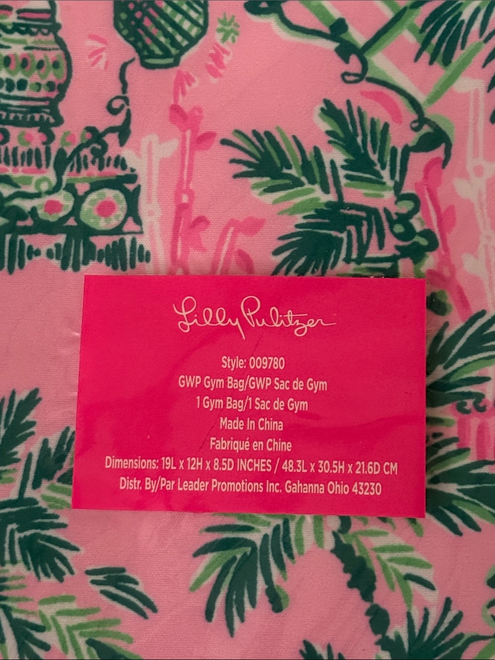 Lilly Pulitzer Pink & Green Tropical Gym Bag - Picture 3 of 3